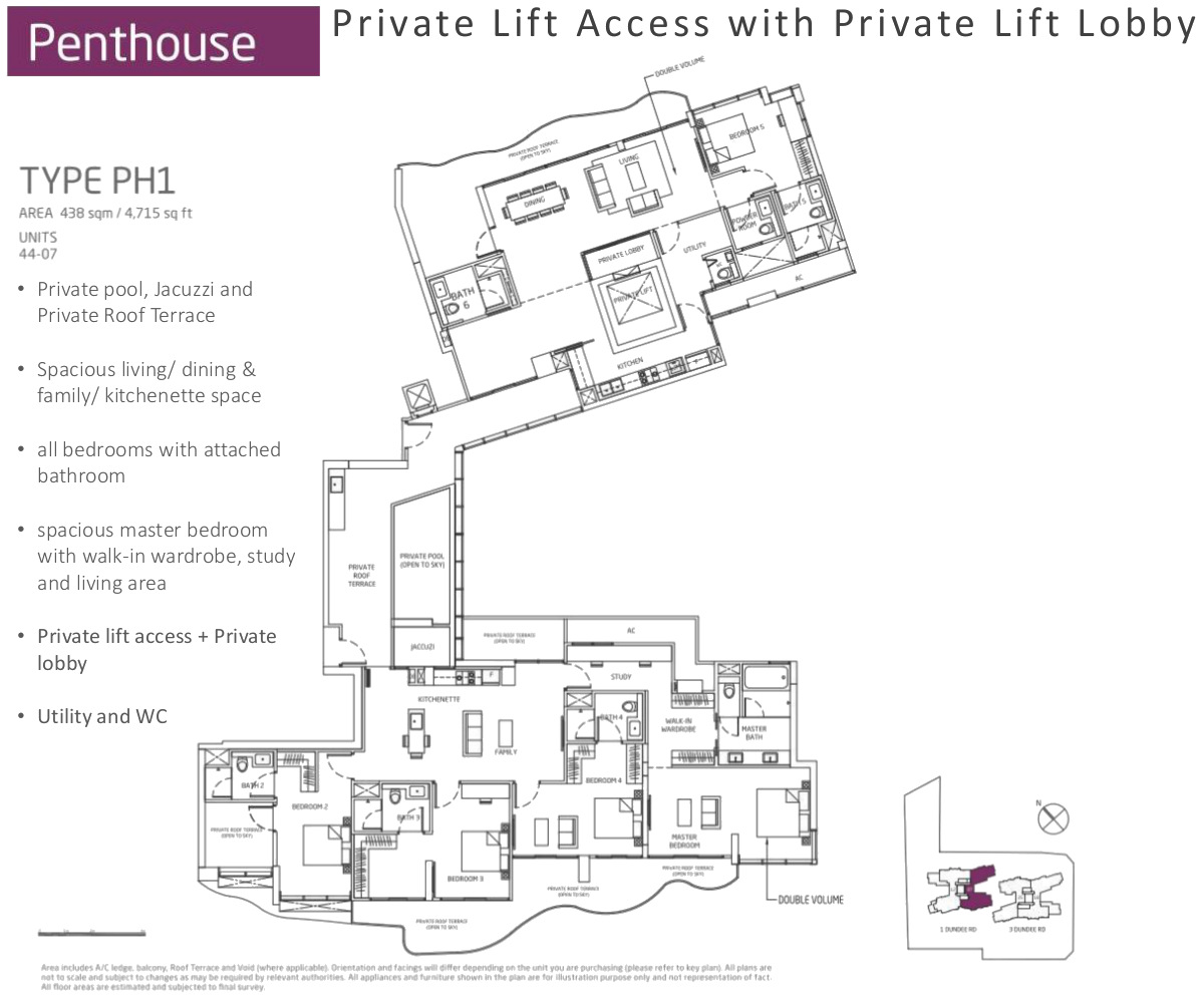 Queens Peak Condo Floor Plan 5 Bedroom Penthouse Type PH1