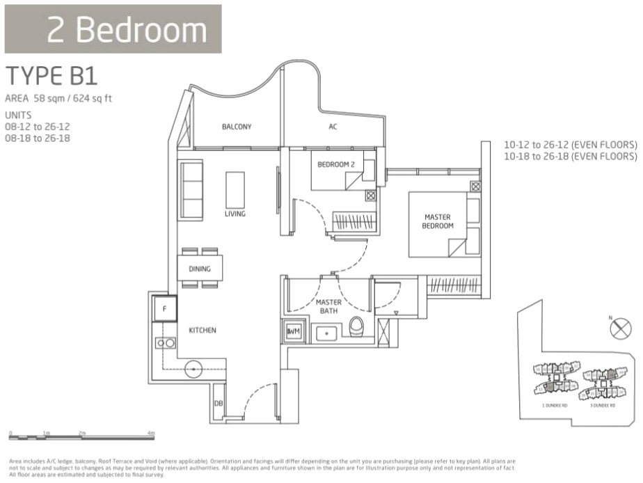 Queens Peak Condo Floor Plan 2 Bedroom Type B1